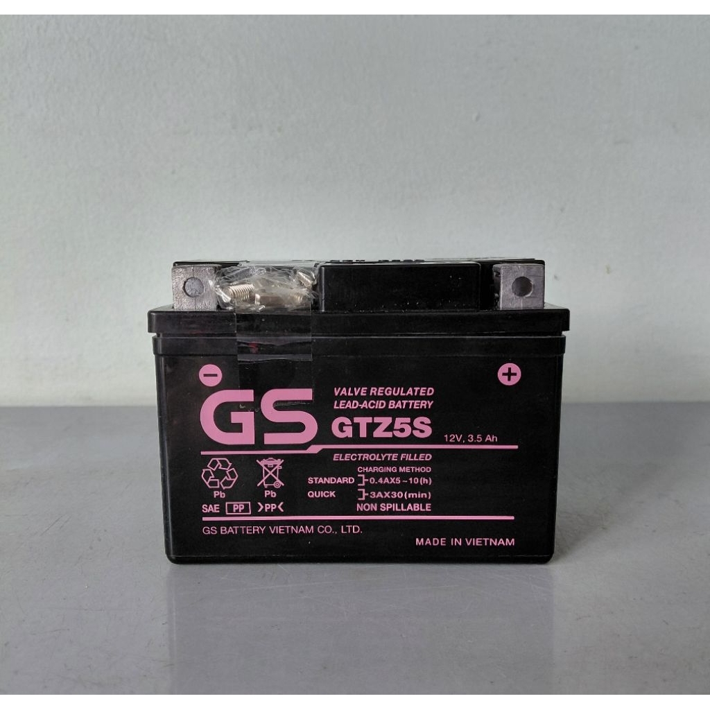 Bình acquy xe máy khô miễn bảo dưỡng GS GTZ5S (12V-3.5ah)