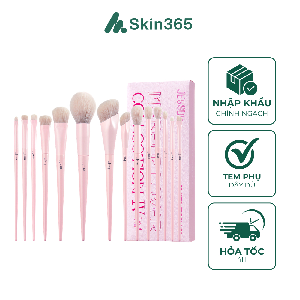 Bộ Cọ Trang Điểm Jessup Comprehensive Collection Crystal Pink