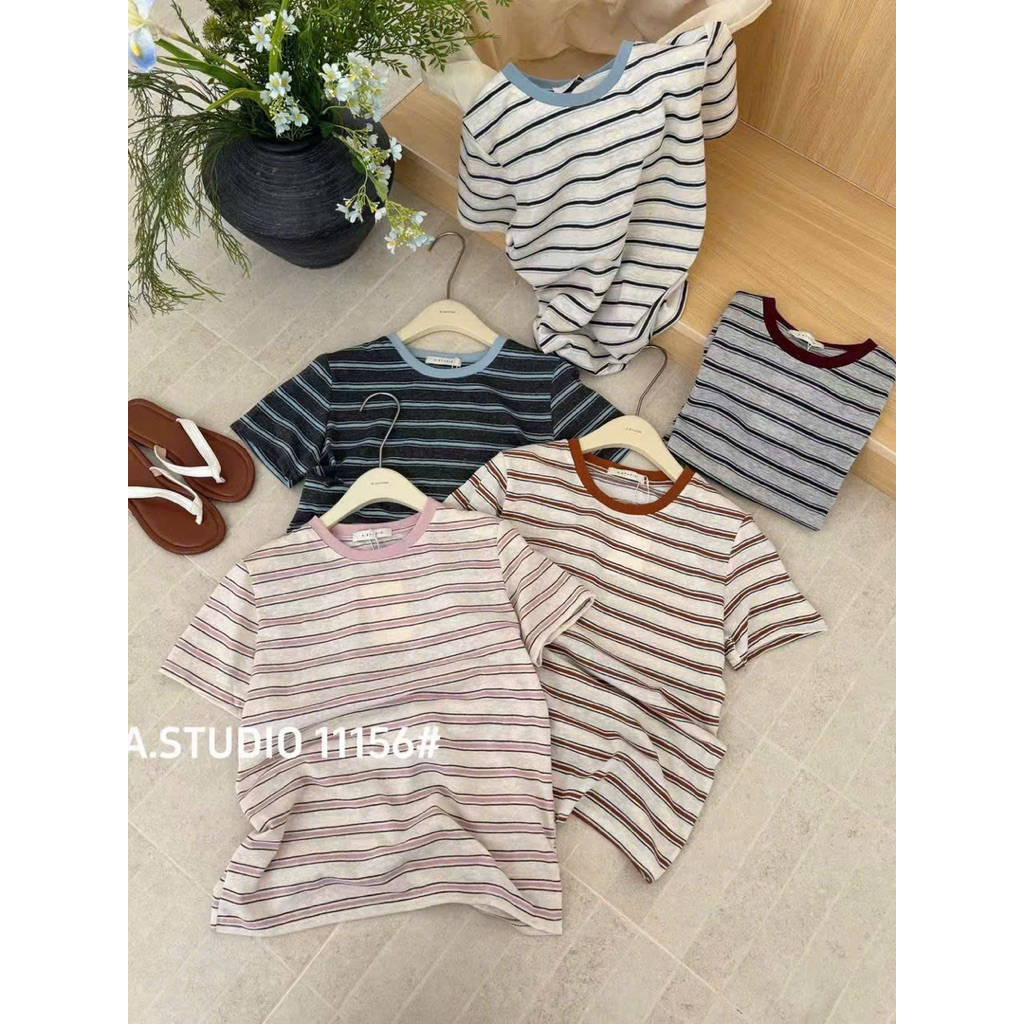 [Mã 11156] Áo thun kẻ ngang cổ tròn phối màu A.STUDIO - Item basic cho mọi outfit