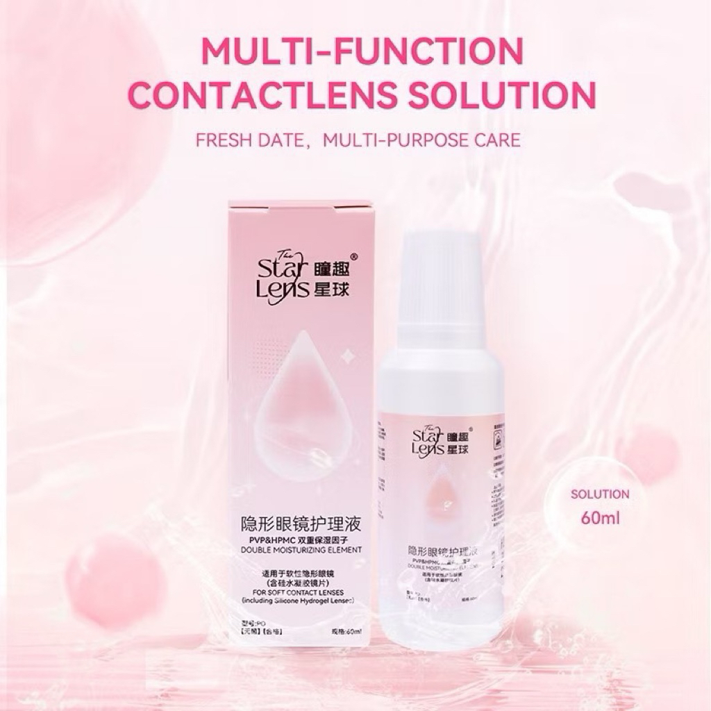 💗 Dung dịch ngâm lens Starlens hồng – Cấp ẩm sâu 60ml 💗