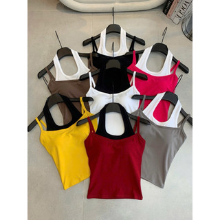ÁO 2 DÂY CỔ YẾM CÓ KÈM MÚT FOM DÁNG CROPTOP