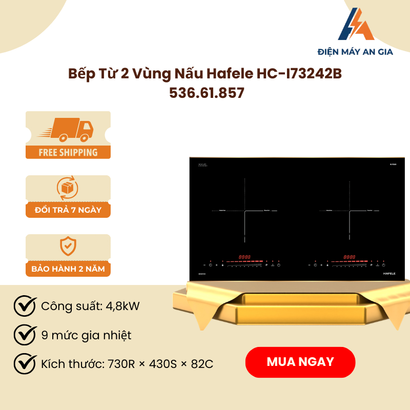 Bếp Từ Đôi Hafele HC-I73242B 536.61.857 - Công Suất 4,8 kW - Công Nghệ Inverter Tiết Kiệm Điện - PEB