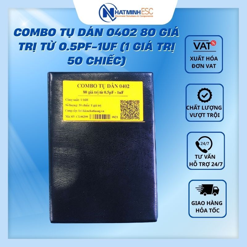Combo tụ dán 0402 80 giá trị từ 0.5pF-1uF (1 giá trị 50 chiếc)
