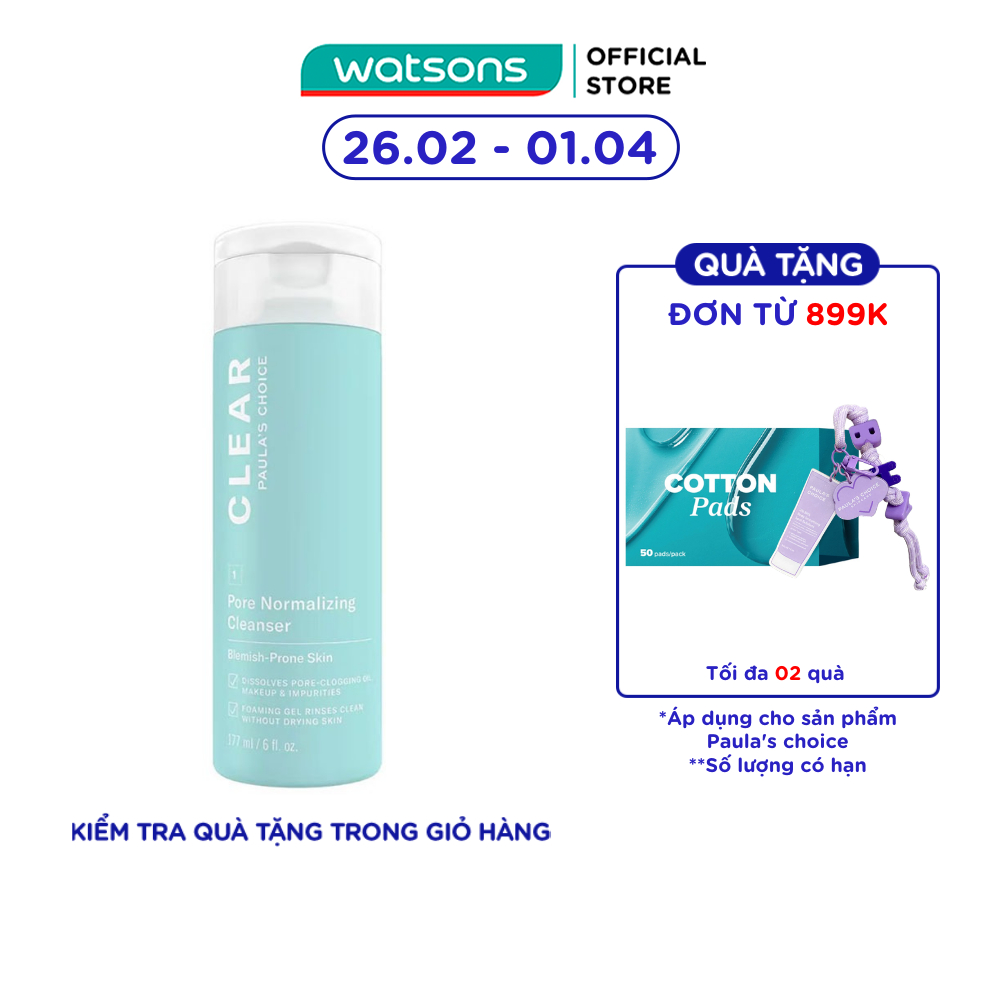 Sữa Rửa Mặt Paula's Choice Giảm Mụn Và Se Khít Lỗ Chân Lông 177ml