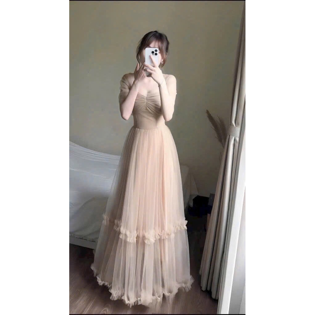 GN4 Váy Công Chúa 3 Lớp Bồng Bềnh Màu Hồng Nhạt [Cam Kết Y Hình]