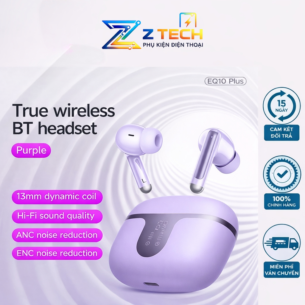 TAI NGHE BLUETOOTH HOCO EQ10 PLUS TRUE WIRELESS – CHỐNG ỒN ANC & ENC, ÂM THANH CHẤT LƯỢNG CAO