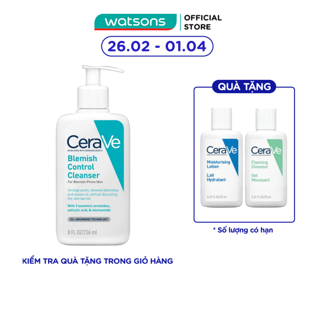Sữa Rửa Mặt Cerave Cho Da Dầu Mụn Blemish Control Cleanser 236ml