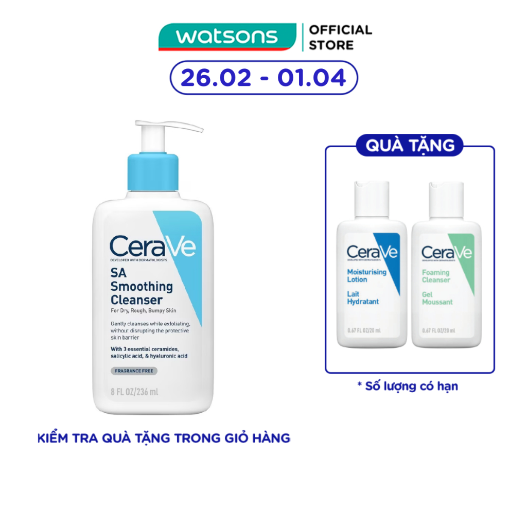 Sữa Rửa Mặt CeraVe SA Smoothing Cleanser Làm Sạch Dịu Nhẹ 236ml