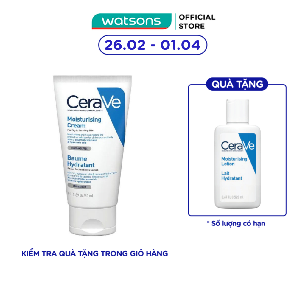Kem Dưỡng Ẩm CeraVe Moisturising Cream Dành Cho Da Khô 50ml