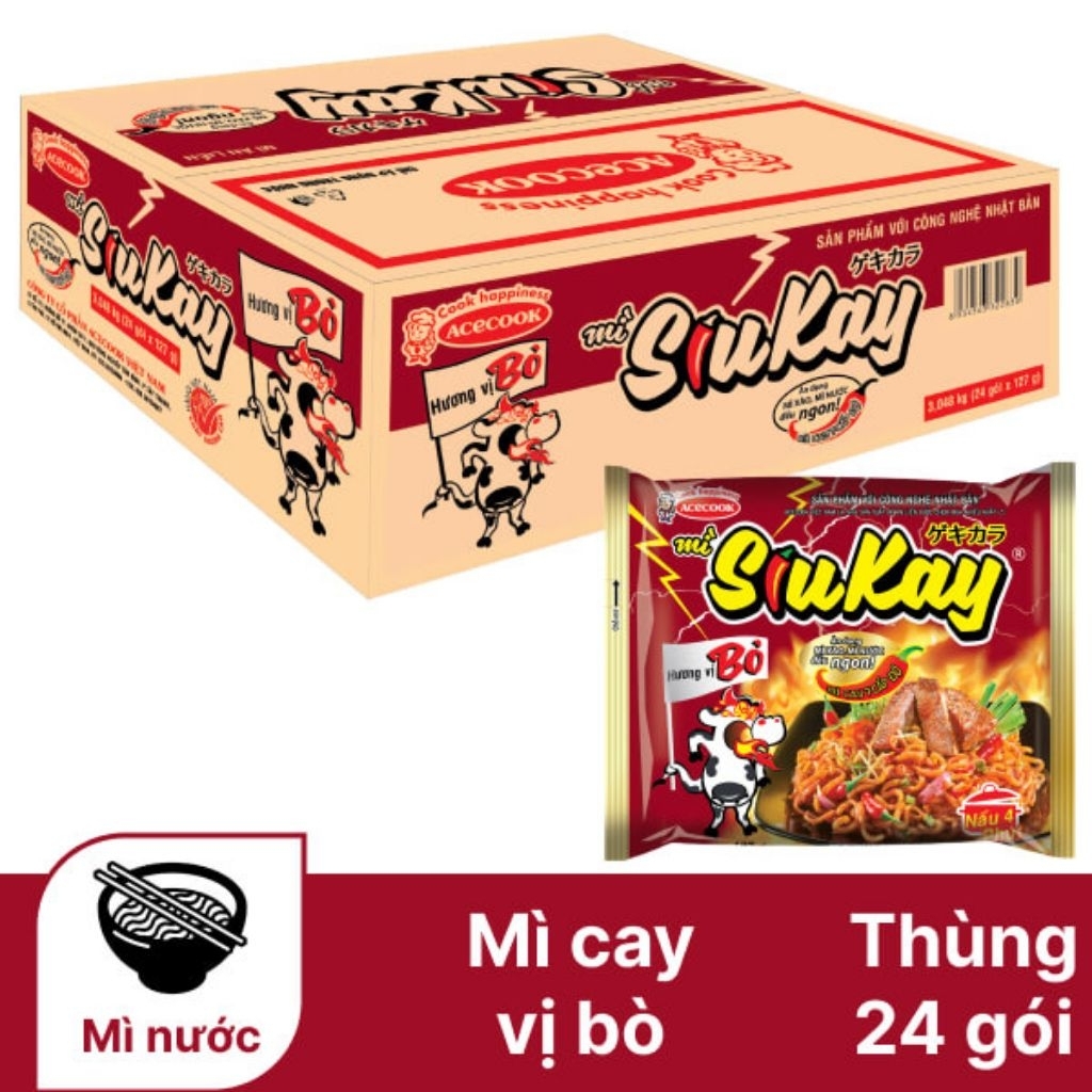 Mì SiuKay vị bò 1 thùng 24 gói 127g