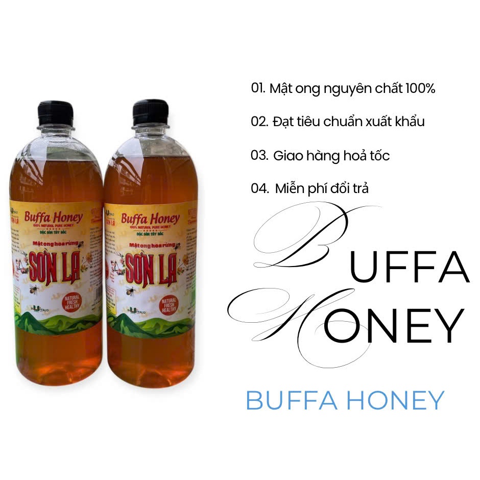 Combo 2 chai mật ong hoa rừng Sơn La nguyên chất tự nhiên đặc sánh Buffallo Organic