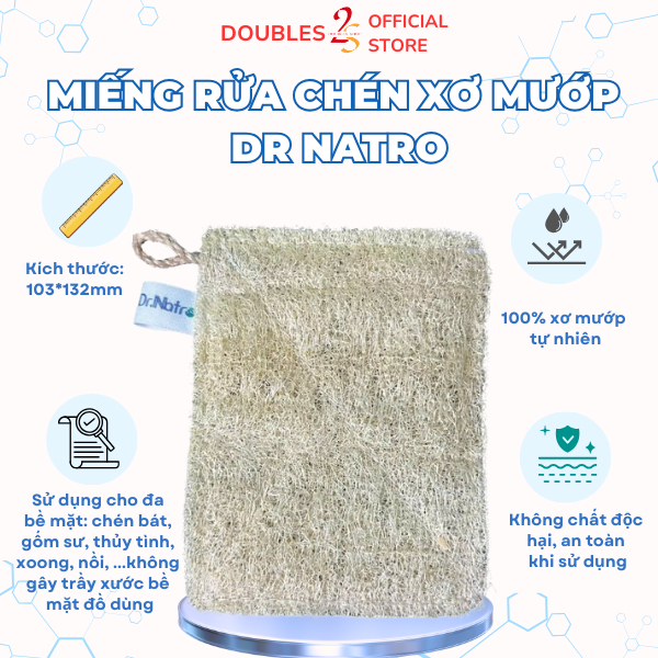 Miếng Rửa Chén Xơ Mướp DrNatro - 100% Xơ Mướp Tự Nhiên, An Toàn Cho Mọi Bề Mặt | DOUBLES 2SSHOP