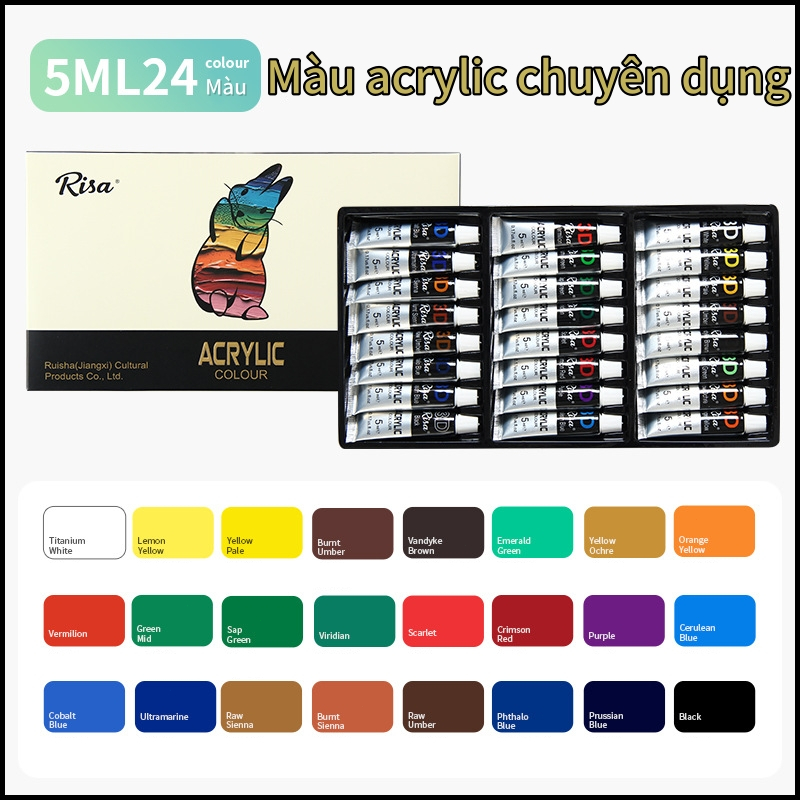 Sơn acrylic 36 màu 5ml/12ml, chống thấm nước, an toàn cho bé, vẽ tranh tường, màu vẽ chuyên nghiệp