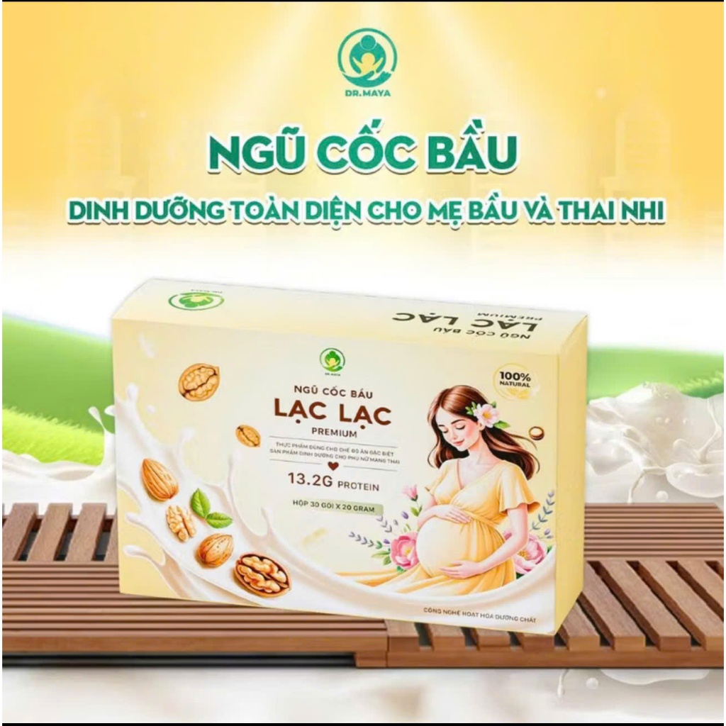 Ngũ cốc BẦU LẠC LẠC DR.MAYA PREMIUM phiên bản mới SIÊU DINH DƯỠNG cho mẹ và bé hộp 600g/30 gói