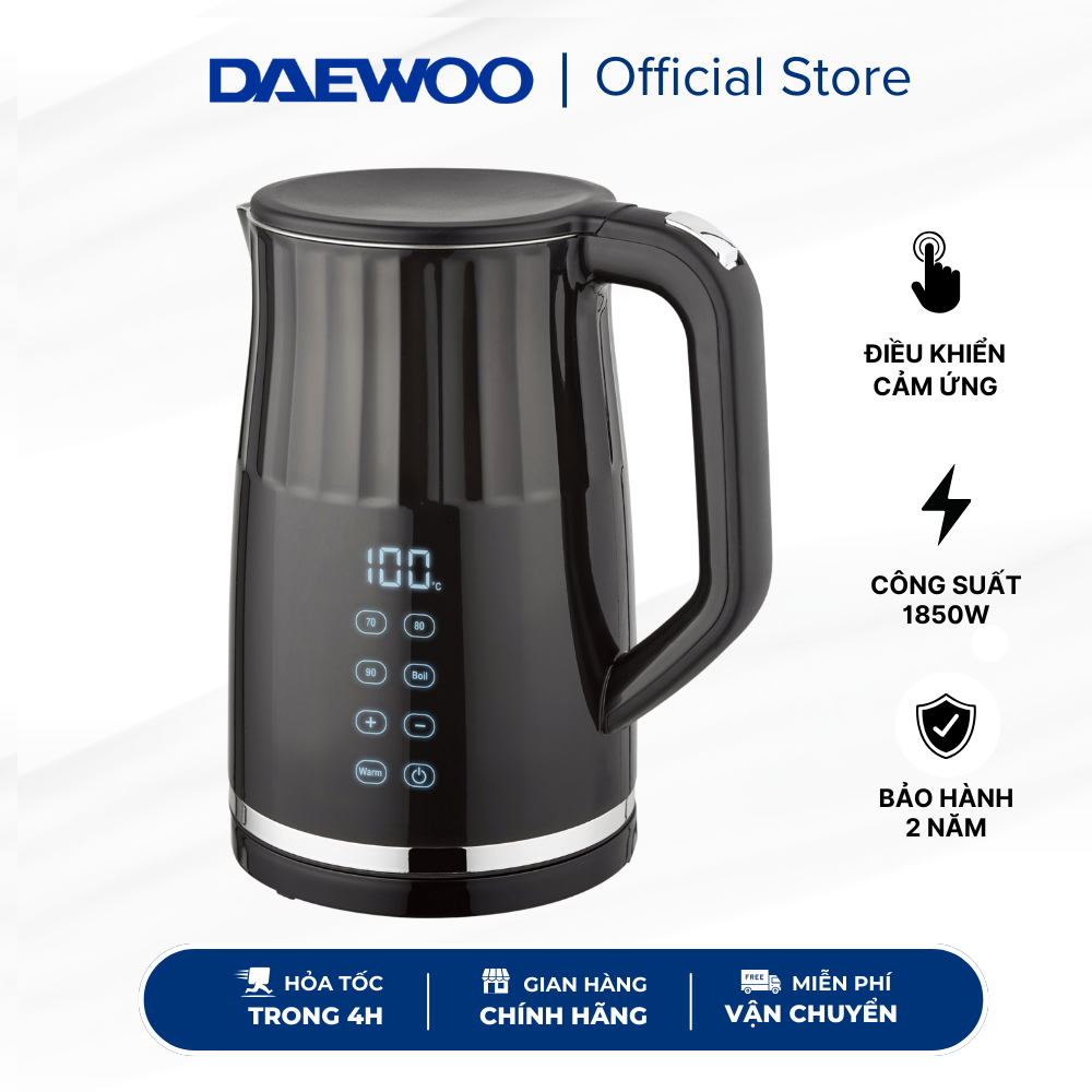 Ấm đun siêu tốc điều chỉnh 13 mức nhiệt DAEWOO DWK-17DGT giữ ấm 2h - BH chính hãng 2 năm