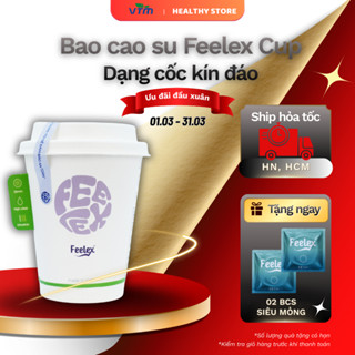 Bao cao su cao cấp Feelex Cup siêu mỏng, dạng cốc kín đáo, đa dạng, nhiều gel bôi trơn - hộp 10bcs