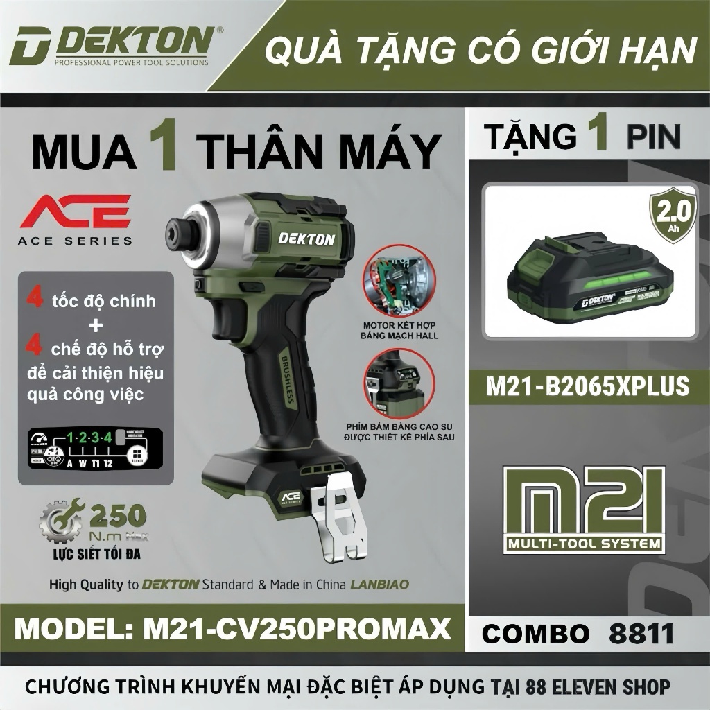 Máy Chuyên Vít 21V Dekton M21-CV250PROMAX