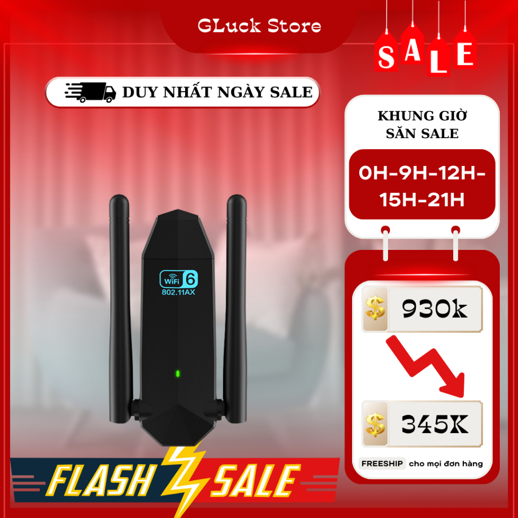 Usb Wifi Cho PC Laptop Tốc Độ 1800Mbps 2 Râu Không Dây Băng Tần Kép 2.4Ghz 5Ghz Thu Sóng Chuẩn Wifi6