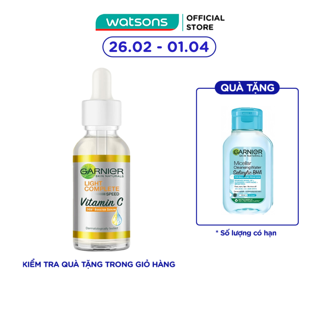 Tinh Chất Garnier Light Complete Speed Vitamin C Booster Serum Sáng Da & Mờ Thâm 30ml