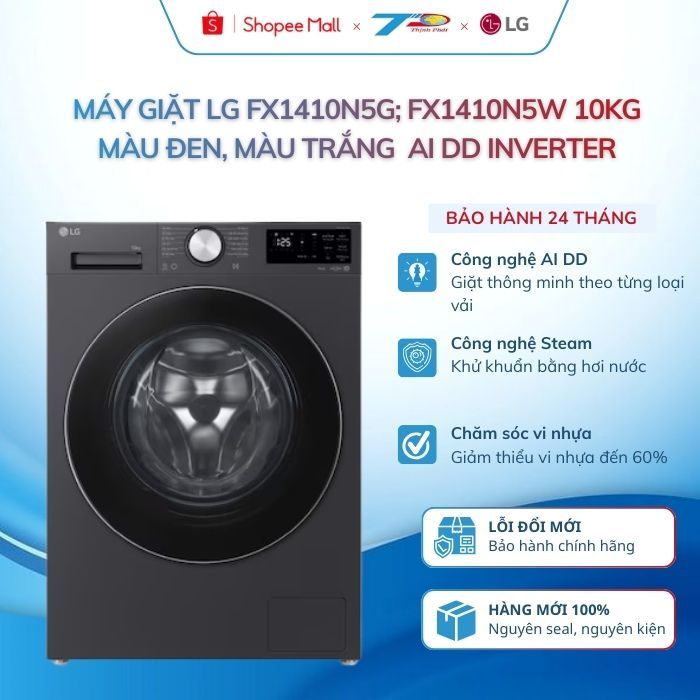 Máy giặt LG FX1410N5G; FX1410N5W 10kg màu đen/ trắng cửa trước AI DD Inverter|Lđặt nội thành HN và q