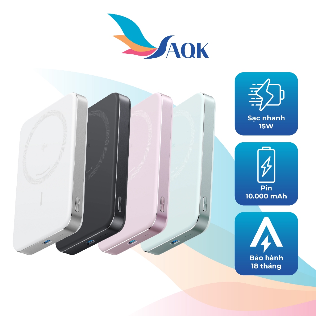 Sạc dự phòng Anker MagGo Power Bank 1C 15W 10000mAh A1664 - Hàng chính hãng