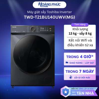 Máy Giặt Sấy Toshiba Inverter Giặt 13 Kg - Sấy 8 Kg TWD-T21BU140UWV(MG) {Ship HCM 0Đ}