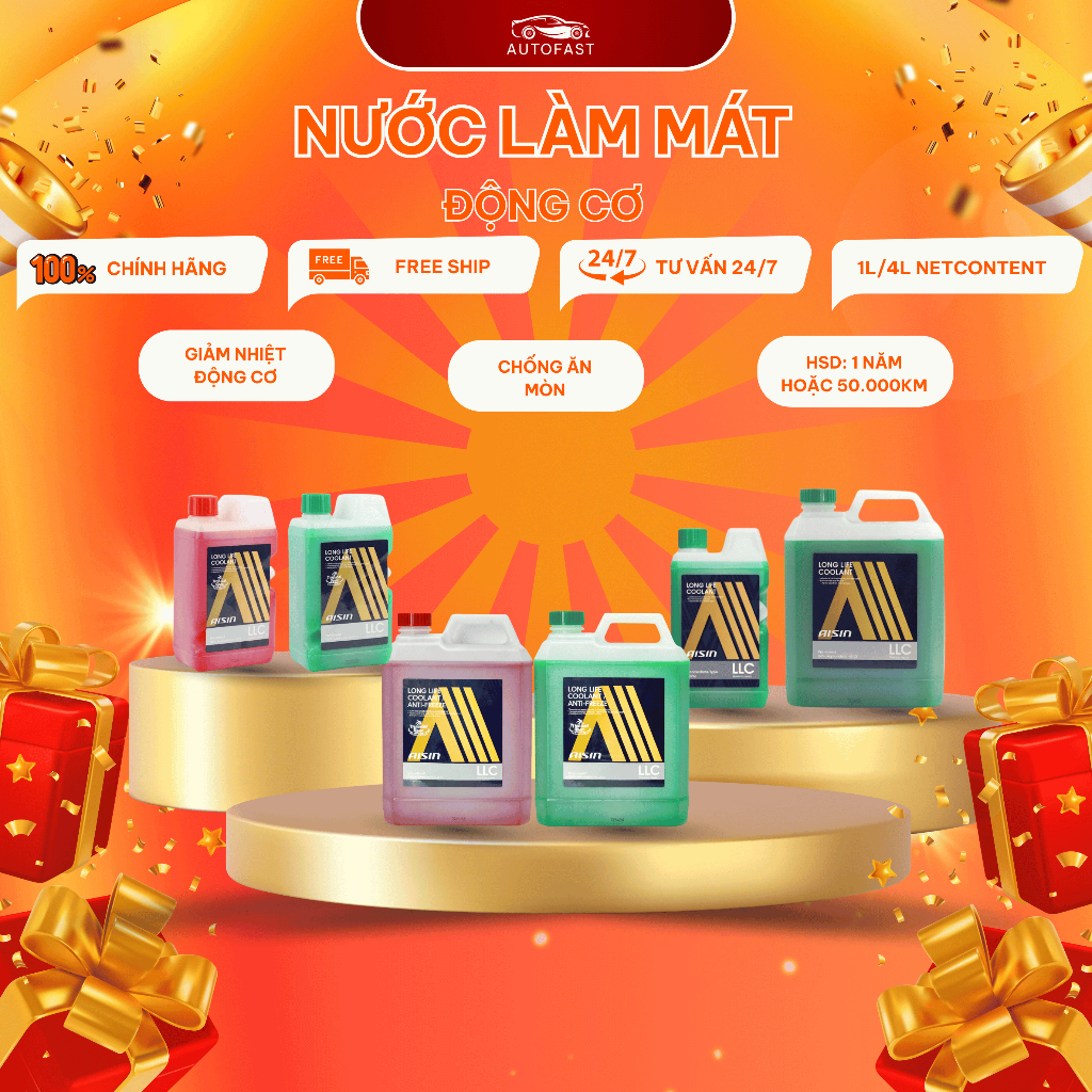 Nước Mát Động Cơ Aisin Xanh (GREEN). Đổ ( Pink) 1L –4L