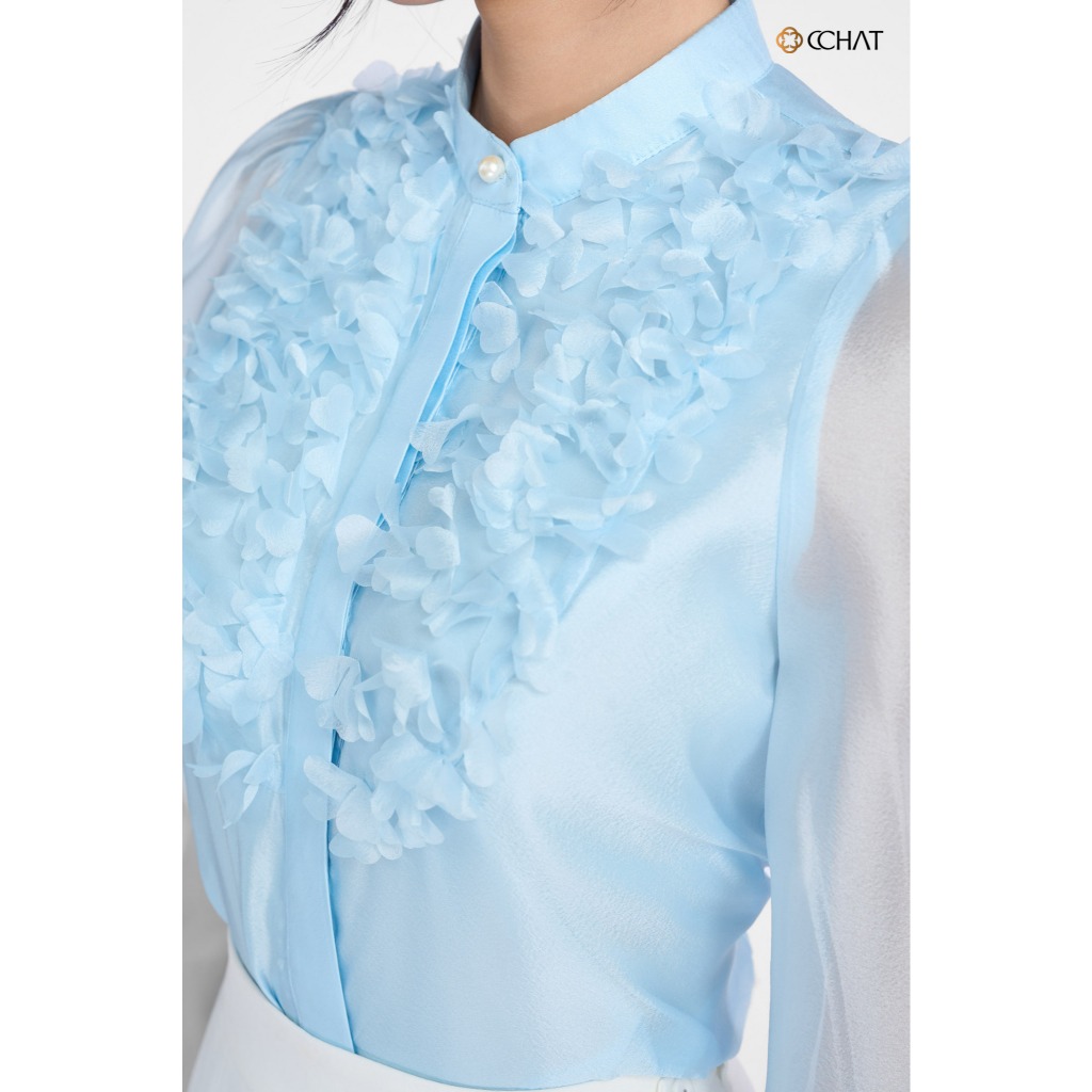 Áo Sơ Mi Nữ 𝐂𝐂𝐇𝐀𝐓 Dáng Suông Đính Hoa Lazer Chất Liệu Voan Cao Cấp 24FDV9005ST | BigBuy360 - bigbuy360.vn