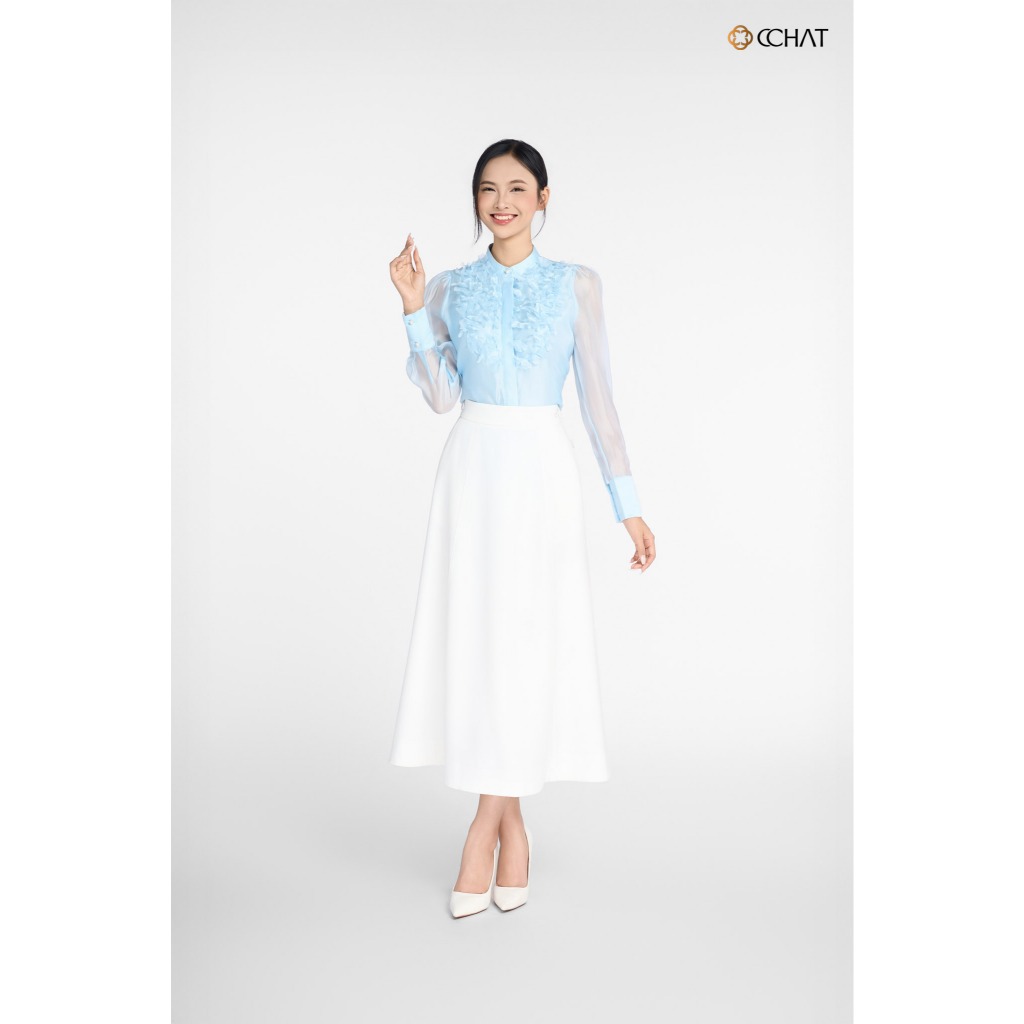 Áo Sơ Mi Nữ 𝐂𝐂𝐇𝐀𝐓 Dáng Suông Đính Hoa Lazer Chất Liệu Voan Cao Cấp 24FDV9005ST | BigBuy360 - bigbuy360.vn