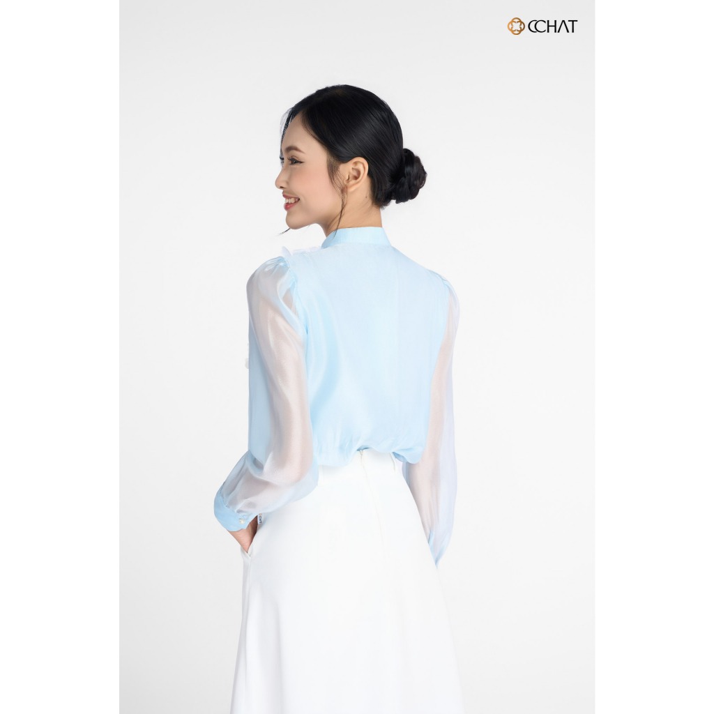 Áo Sơ Mi Nữ 𝐂𝐂𝐇𝐀𝐓 Dáng Suông Đính Hoa Lazer Chất Liệu Voan Cao Cấp 24FDV9005ST | BigBuy360 - bigbuy360.vn