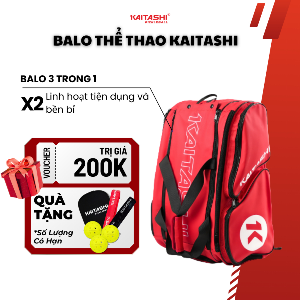 Balo đựng vợt pickleball Kaitashi – Túi thể thao đa năng – Chống nước – Bên bỉ, Tiện Dụng