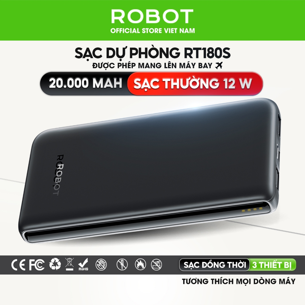Pin sạc dự phòng RT180s 10000mAh ROBOT chính hãng bảo hành 12 tháng