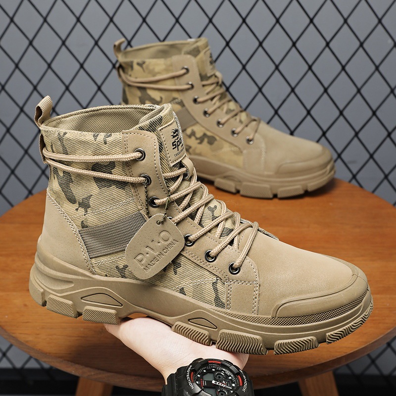 Giày Boot Martin Nam Cổ Cao Phong Cách Quân Đội, Giày Nam Leo Núi Bgsize SB45