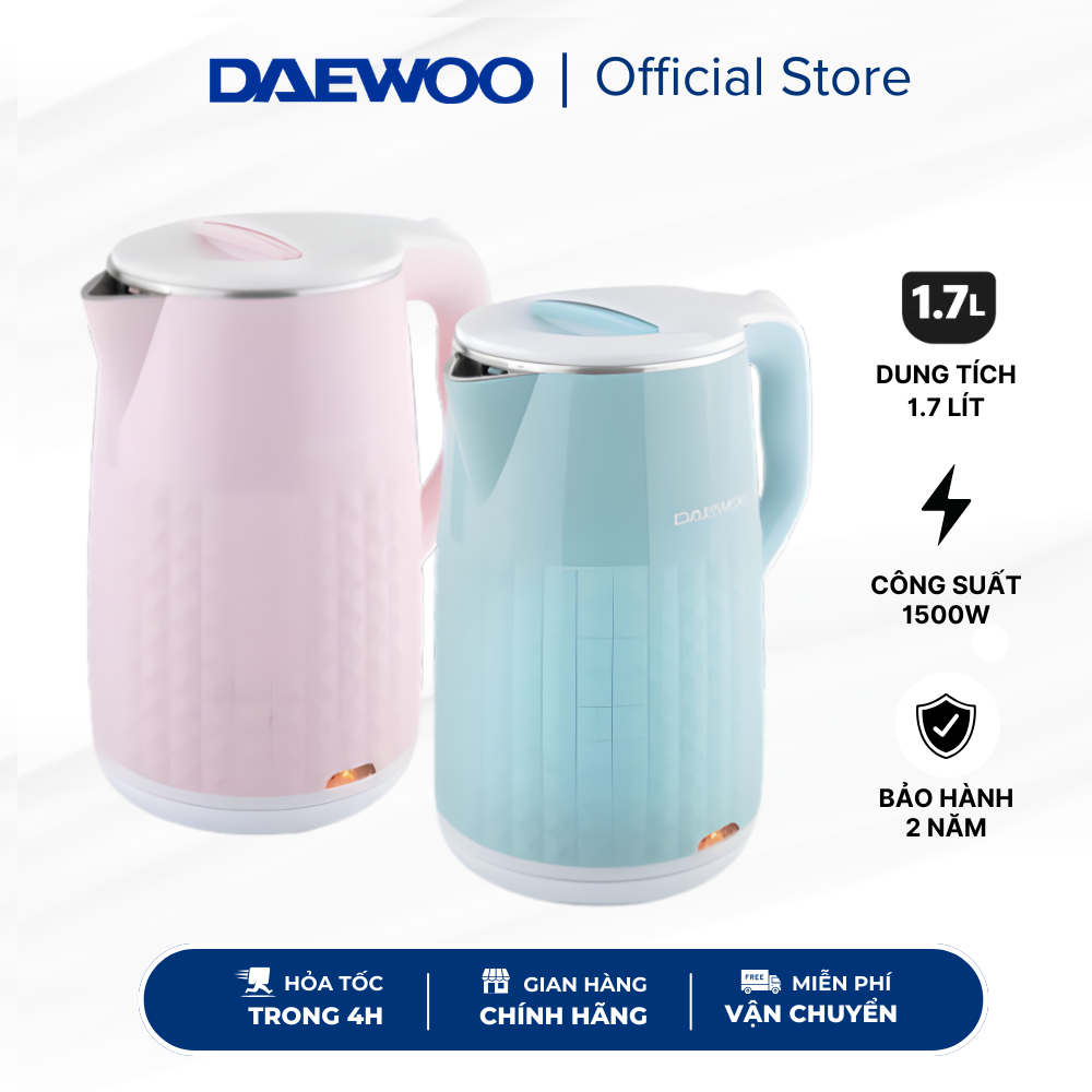 Ấm Siêu Tốc Hàn Quốc Daewoo DEK-MF170/DEK-MF180 1.7L, BH 1 năm chính hãng