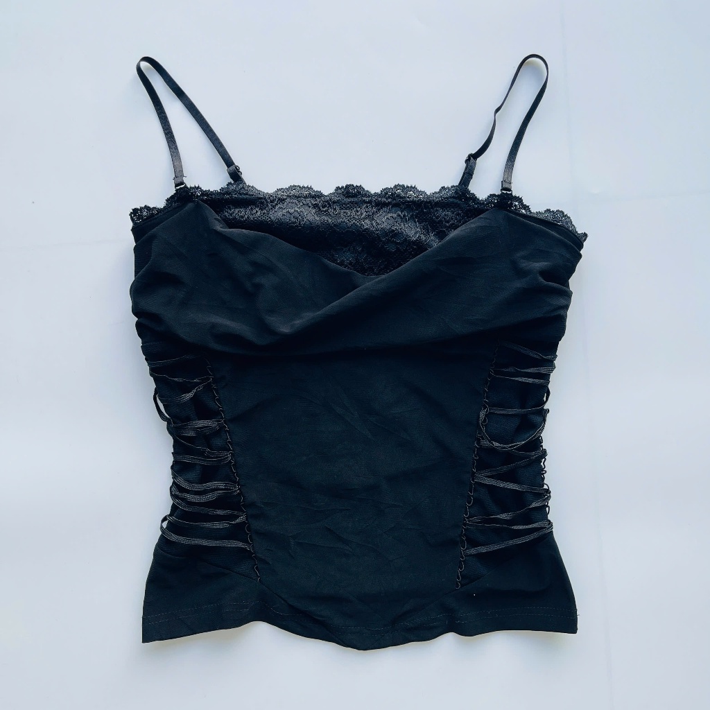 ÁO 2 DÂY REN ĐEN – SIZE S – STYLE Y2K 🖤