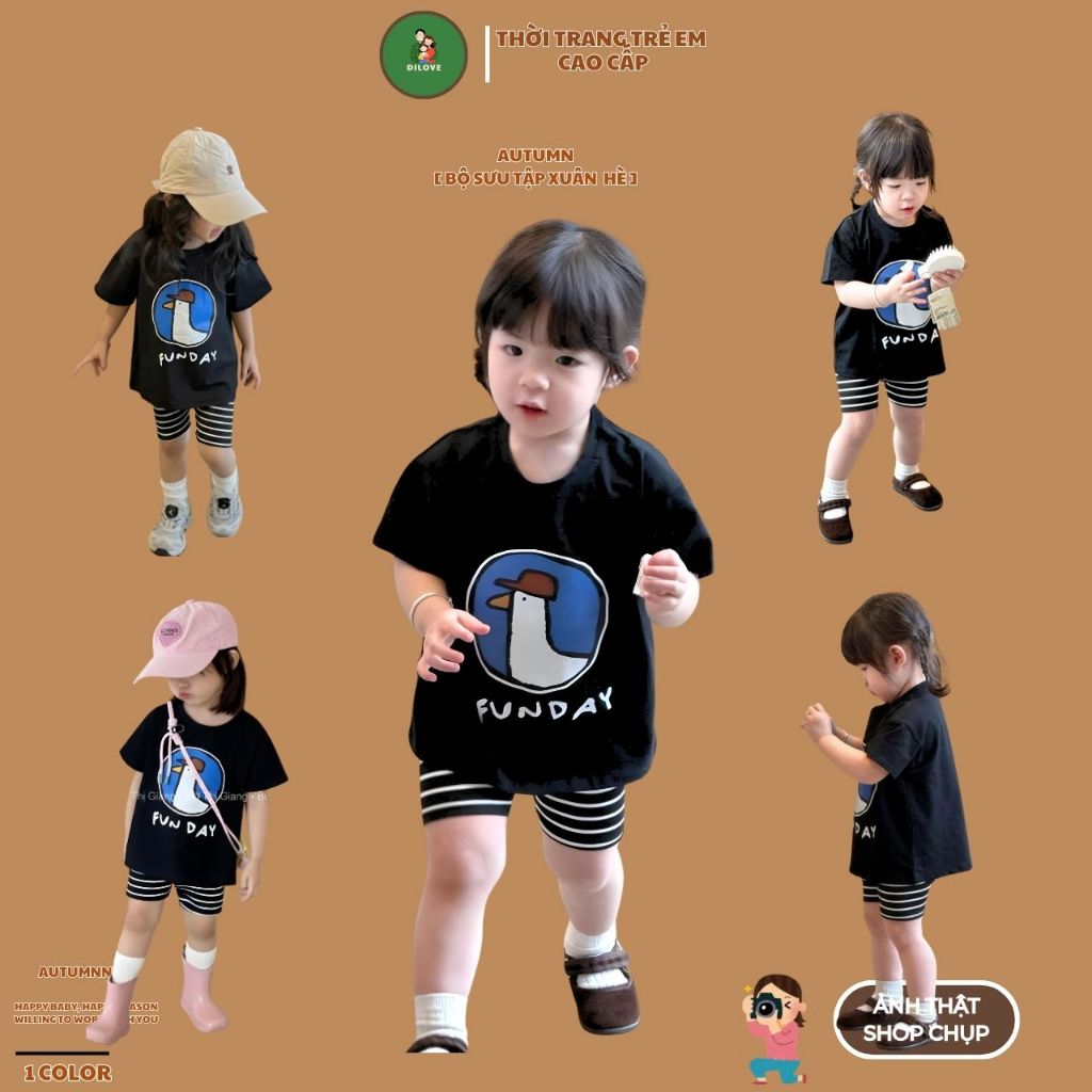 Bộ Đồ Bé Gái DILOVE Phong Cách Hàn Quốc Chất Liệu Cotton Co Giãn Thoáng Mát Quần Áo Cho Bé - Mã N5 -