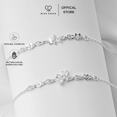 Lắc Tay Bạc 925 Blue Peach LT Tim Đá VN V1 LT1066 LT Butterfly V12 LT1065