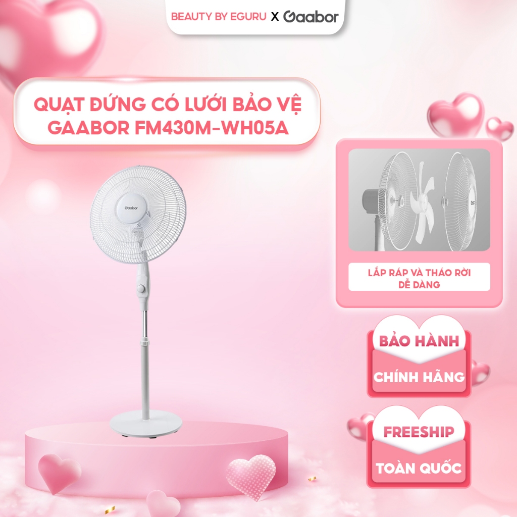 Quạt cây đứng Gaabor FM430M-WH05A xoay tự động tuần hoàn có 3 chế độ gió tùy chỉnh - Hàng chính hãng