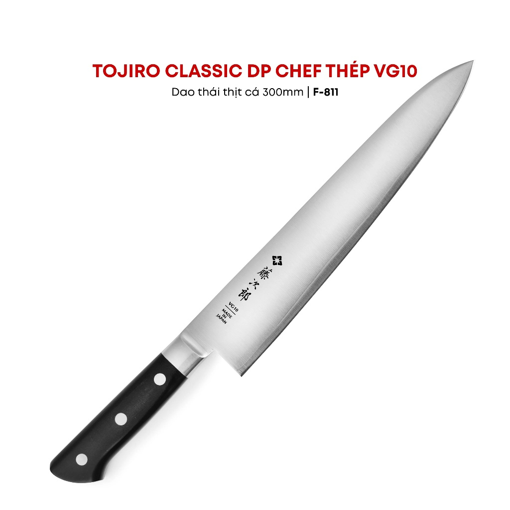 [Top Value] Dao Bếp Nhật Cao Cấp Tojiro Classic Dp Chef Thép Vg10 - Dao Thái Thịt Cá 300mm F-811