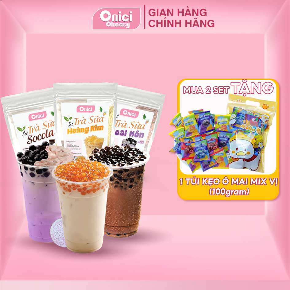 Trà sữa trân châu BẾP CỦA MẸ ONICI set nguyên liệu phúc long, thái xanh, thái đỏ thành phẩm 30-35 ly