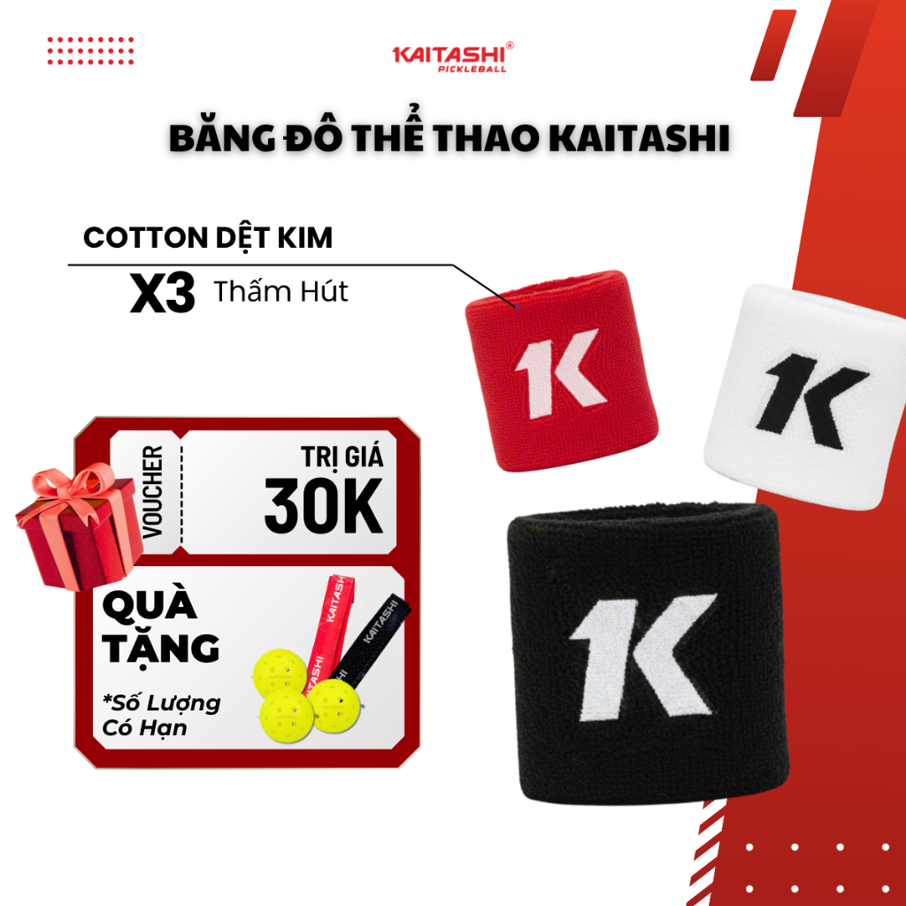 Băng Đô Chặn Mồ Hôi Tay Thể Thao Kaitashi - Thấm Hút Mồ Hôi Gấp 3 Lần, Co Giãn 4 Chiều