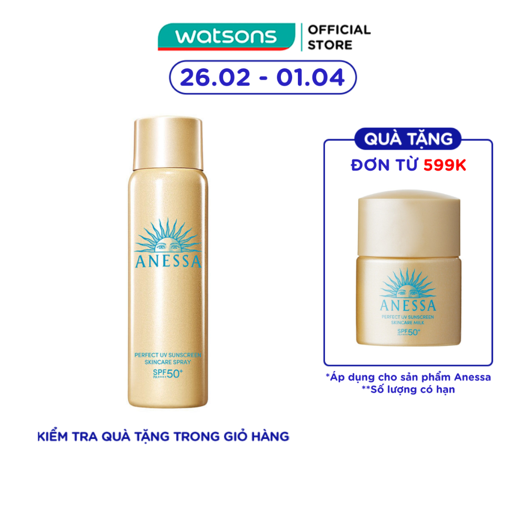 Xịt Chống Nắng Anessa Dưỡng Da Đa Năng Bảo Vệ Hoàn Hảo Perfect UV SPF50+ PA++++ 60g