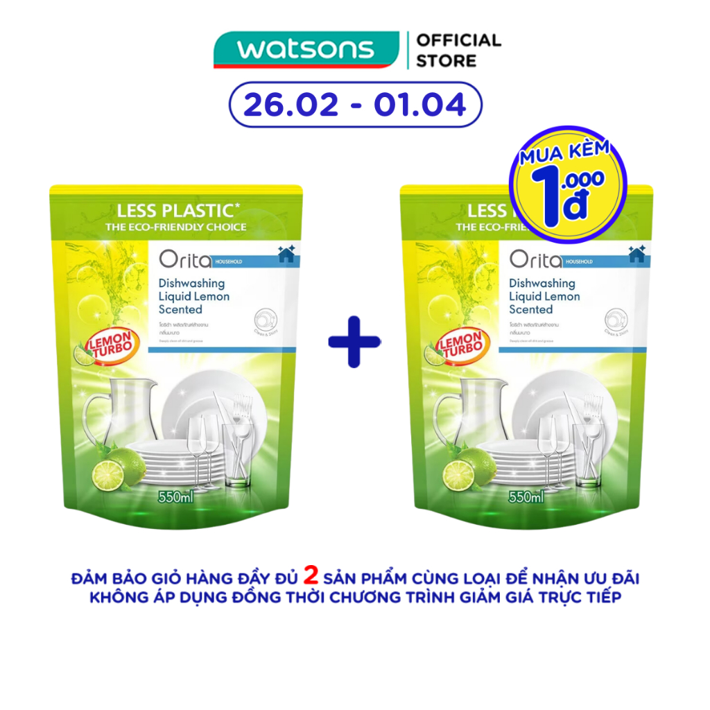 Nước Rửa Bát Orita Hương Chanh Lemon Scented Dish Washing Liquid 500ml