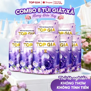 [Combo 8 Túi] Nước giặt xả TOPGIA hương đắm say, hoa nắng dịu nhẹ tẩy sạch vết bẩn lưu hương 72H