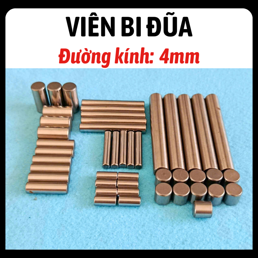 Viên bi đũa đường kính 4mm,  chiều dài từ 4mm đến 60mm (10 viên/combo)