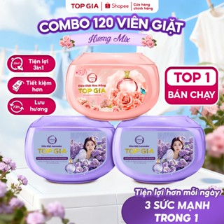 Viên giặt xả TopGia quần áo thơm lâu, hương hoa hồng và lavender, giặt sạch, tiết kiệm, dịu nhẹ