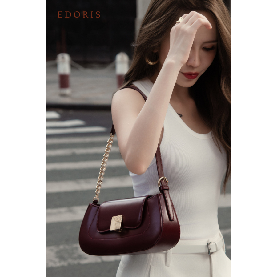 AFF-Túi xách nữ đeo vai da cao cấp EDORIS 60066