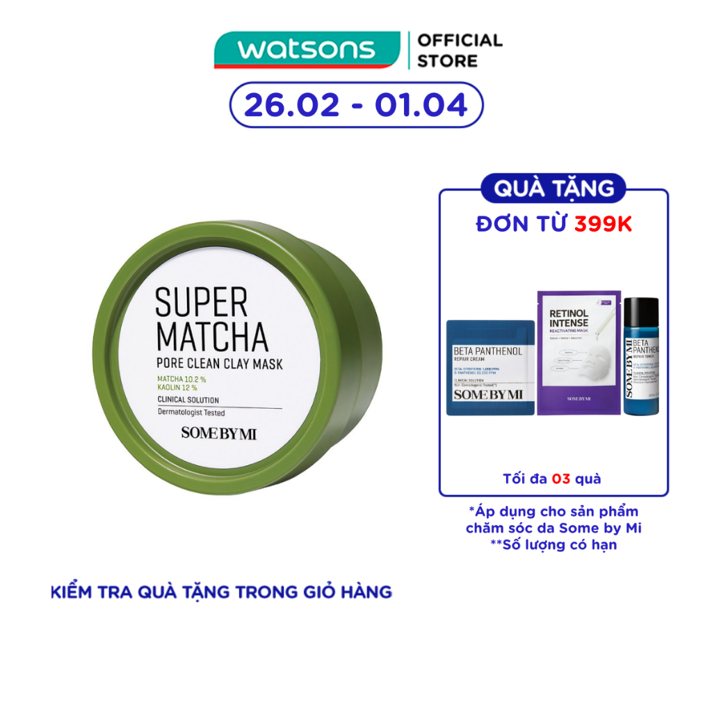 [Mã FMCGWA101 giảm 8% đơn 250K] Mặt Nạ Some By Mi Super Matcha Pore Clean Clay Từ Đất Sét Cải Thiện 