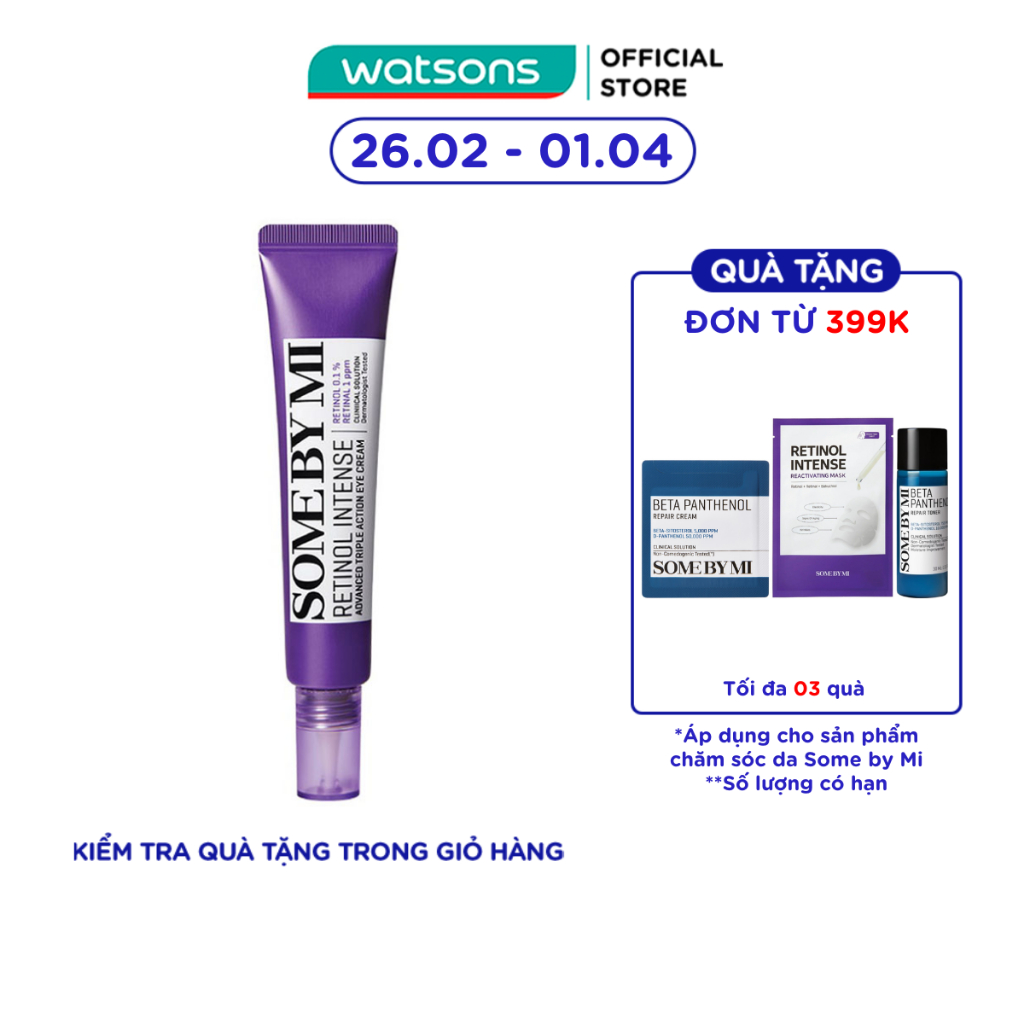 Kem Mắt Some By Mi 0.1% Retinol Intense Advanced Triple Action Eye Cream 30ml