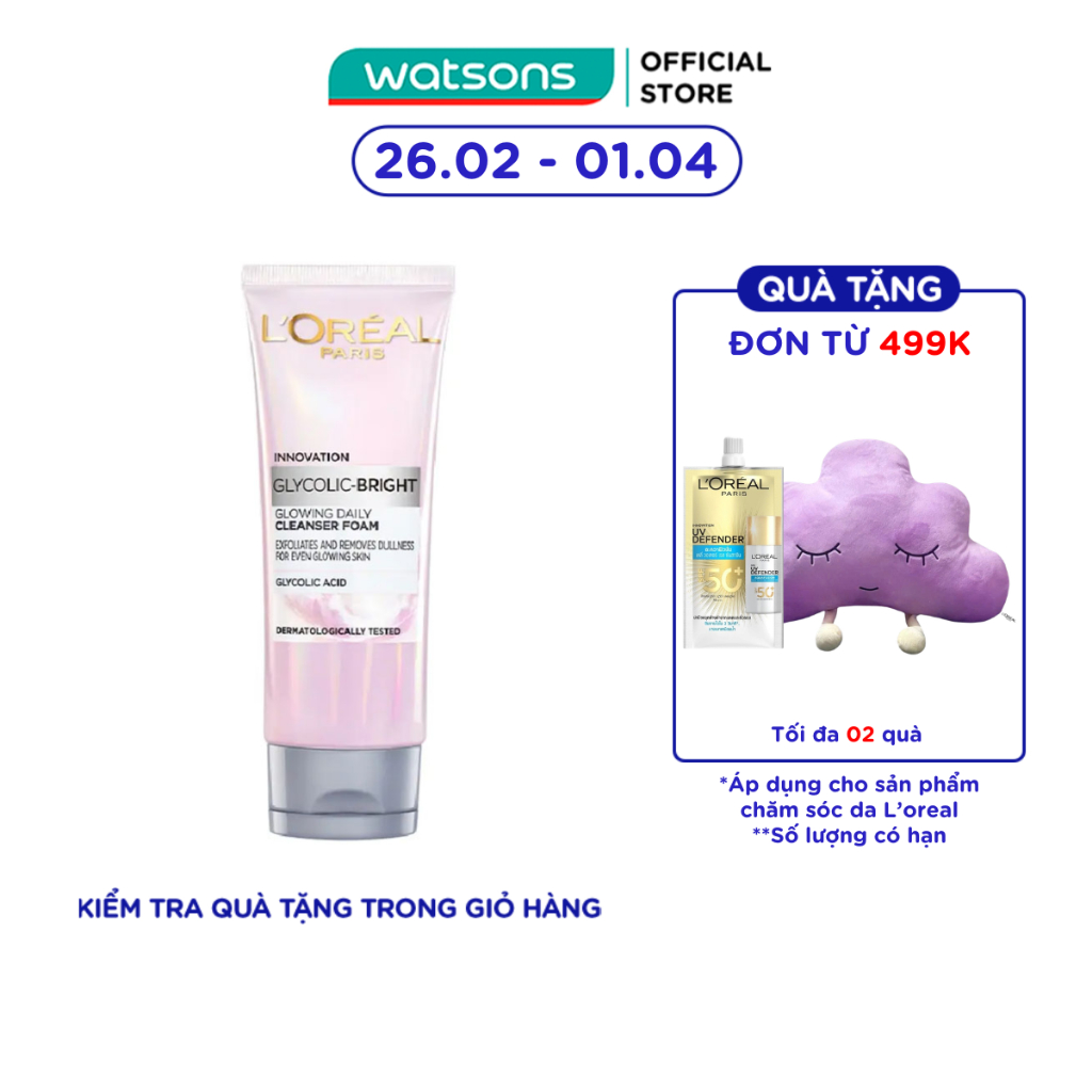 Sữa Rữa Mặt L'Oreal Paris Sáng Da Glycolic Bright Glowing Daily Cleanser Foam 100ml